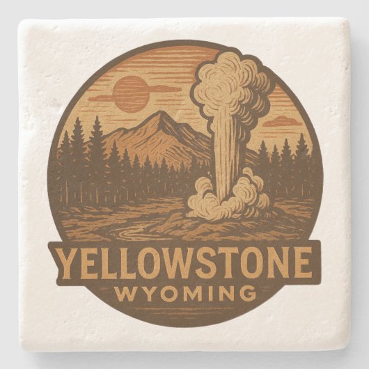 Yellowstone National Park Stone Onderzetter (Voorkant)