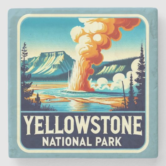 Yellowstone National Park Stone Onderzetter (Voorkant)