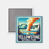 Yellowstone National Park Stone Onderzetter Magneet (Voorkant / Achterkant)