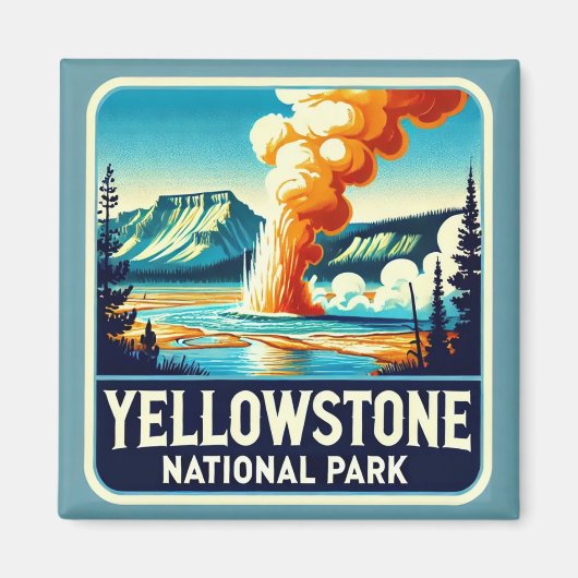 Yellowstone National Park Stone Onderzetter Magneet (Voorkant)