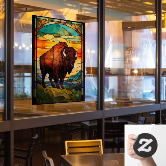 Yellowstone National Park Sunrise Bizon Art Raamsticker (Restaurant Raam)