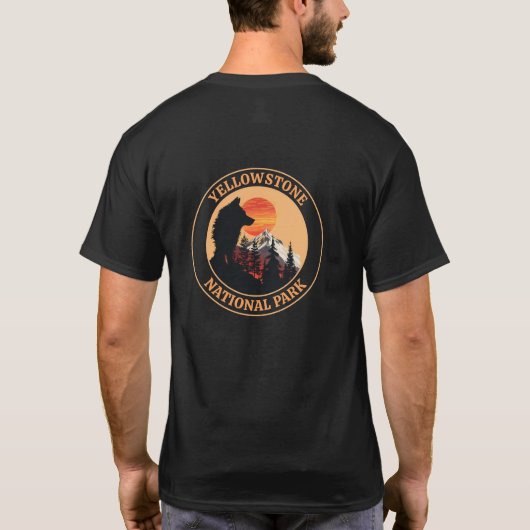 Yellowstone National Park, Sunset Wolf Art, Cirkel T-shirt (Achterkant)