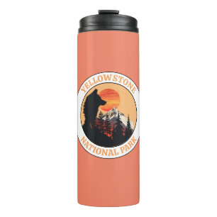 Yellowstone National Park, Sunset Wolf Art, Cirkel Thermosbeker