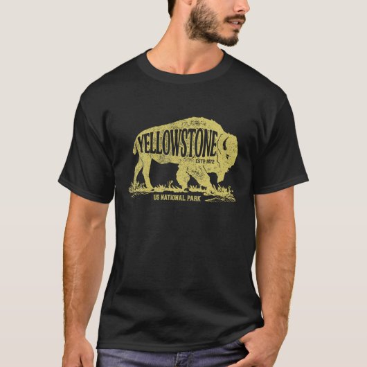 Yellowstone National Park T shirt US Bison Buffalo (Voorkant)