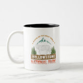 Yellowstone National Park T-Shirt Wolf  Mannen Tweekleurige Koffiemok (Links)
