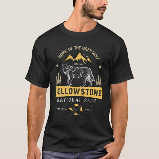 Yellowstone National Park T US Wolf Mannen Wo T-shirt (Voorkant)