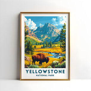 Yellowstone National Park Travel Print Poster Nede