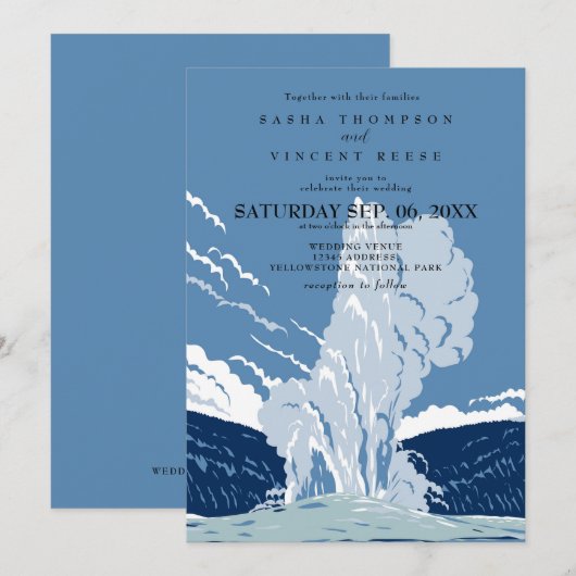 Yellowstone National Park Uitnodiging voor bruilof (Voorkant / Achterkant)