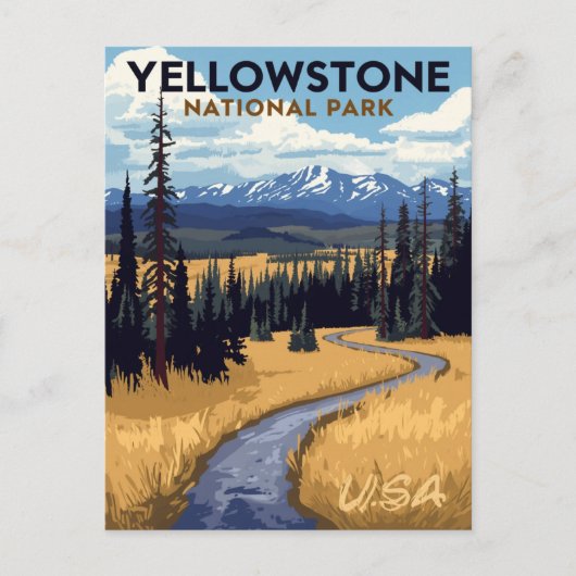 Yellowstone National Park Vintage Briefkaart (Voorkant)