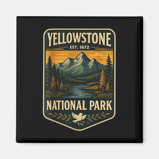 Yellowstone National Park Vintage Patch Embleem Wa Magneet (Voorkant)