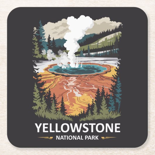 Yellowstone National Park Warmwaterbron Kartonnen Onderzetters (Voorkant)