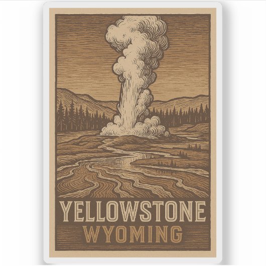 Yellowstone National Park Waterdichte Vinyl Sticke Sticker (Voorkant)