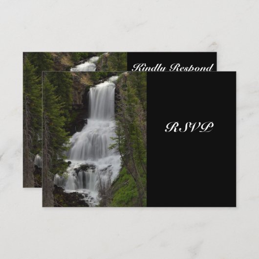 Yellowstone National Park Waterfall Wedding RSVP (Voorkant / Achterkant)