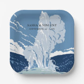 Yellowstone National Park Wedding Retro Papieren Bordje (Voorkant)