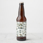 Yellowstone National Park Wildlife Pattern Bier Etiket (Voorkant)