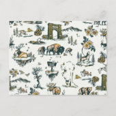 Yellowstone National Park Wildlife Pattern Briefkaart (Voorkant)