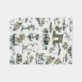 Yellowstone National Park Wildlife Pattern Fleece Deken (Voorkant (Horizontaal))