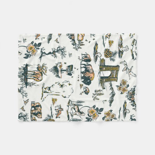 Yellowstone National Park Wildlife Pattern Fleece Deken (Voorkant (Horizontaal))