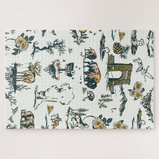 Yellowstone National Park Wildlife Pattern Legpuzzel (Horizontaal)