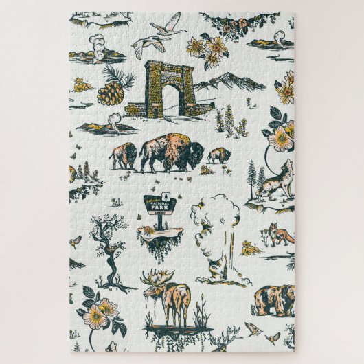 Yellowstone National Park Wildlife Pattern Legpuzzel (Verticaal)