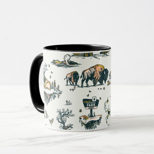 Yellowstone National Park Wildlife Pattern Mok (Voorkant links)