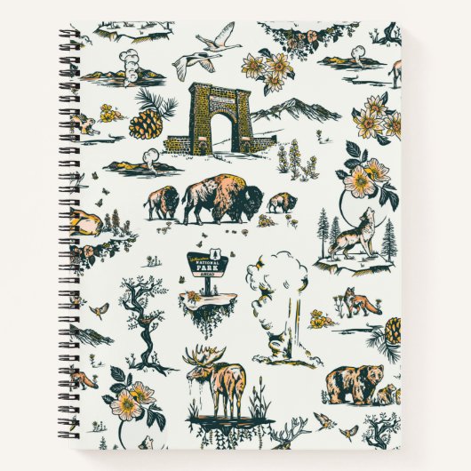 Yellowstone National Park Wildlife Pattern Notitieboek (Voorkant)