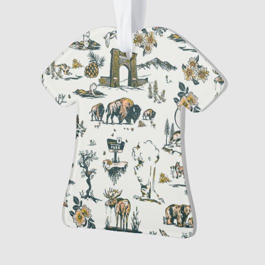 Yellowstone National Park Wildlife Pattern Ornament (voorkant)