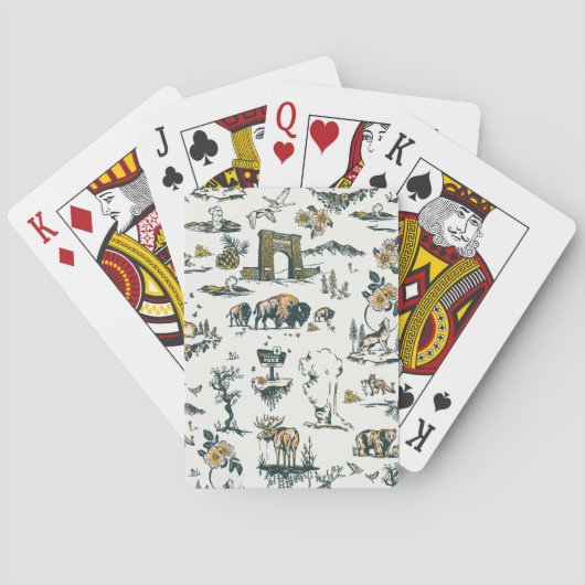 Yellowstone National Park Wildlife Pattern Pokerkaarten (Achterkant)