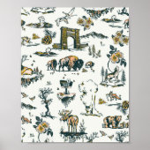 Yellowstone National Park Wildlife Pattern Poster (Voorkant)