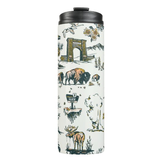 Yellowstone National Park Wildlife Pattern Thermosbeker (Voorkant)