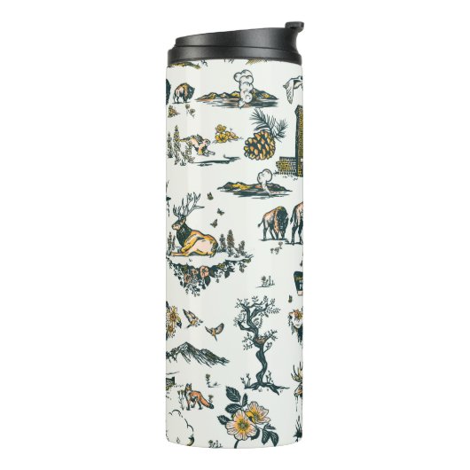 Yellowstone National Park Wildlife Pattern Thermosbeker (Gedraaid links)