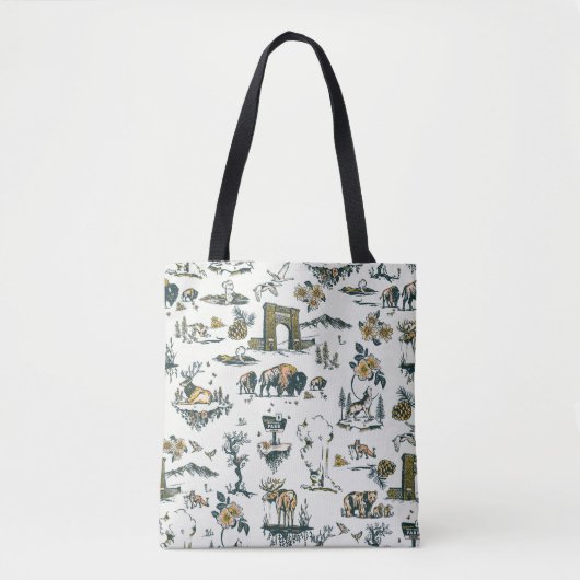 Yellowstone National Park Wildlife Pattern Tote Bag (Voorkant)