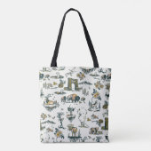 Yellowstone National Park Wildlife Pattern Tote Bag (Achterkant)