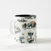 Yellowstone National Park Wildlife Pattern Tweekleurige Koffiemok (Voorkant links)