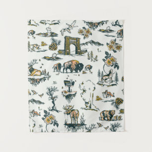 Yellowstone National Park Wildlife Pattern Wandkleed