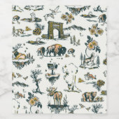 Yellowstone National Park Wildlife Pattern Wijn Etiket (Enkel label)