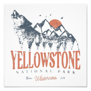 Yellowstone National Park Wolf Mountains  Foto Afdruk