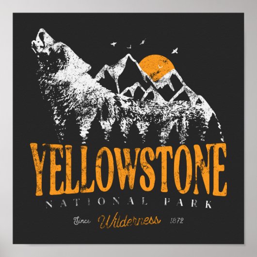 Yellowstone National Park Wolf Mountains  Poster (Voorkant)