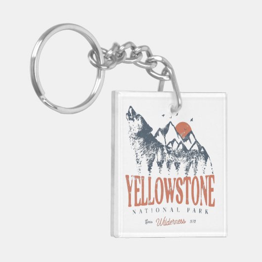 Yellowstone National Park Wolf Mountains  Sleutelhanger (Voorkant Links)