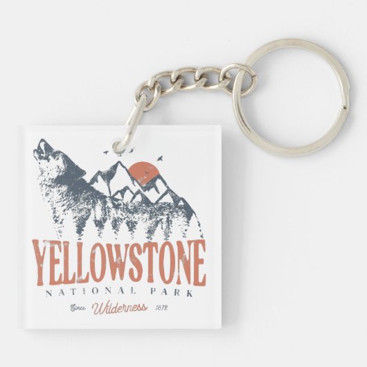 Yellowstone National Park Wolf Mountains  Sleutelhanger (Achterkant)