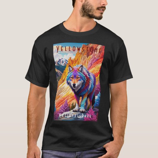 Yellowstone National Park Wolf Mountains T-shirt (Voorkant)