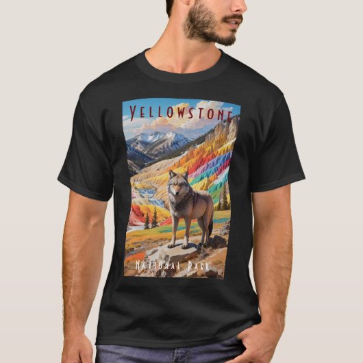 Yellowstone National Park Wolf Mountains T-shirt (Voorkant)
