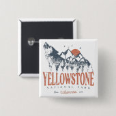 Yellowstone National Park Wolf Mountains  Vierkante Button 5,1 Cm (Voorkant /achterkant)