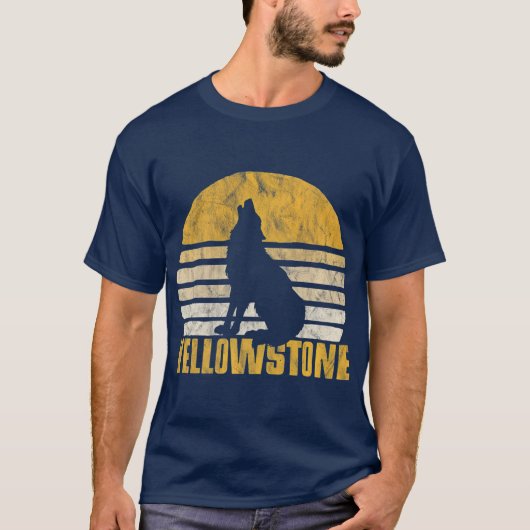 Yellowstone National Park Wolf Retro T-shirt (Voorkant)