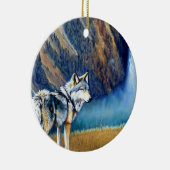 Yellowstone National Park Wolf schilderij Keramisch Ornament (Rechts)