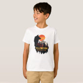 Yellowstone National Park, Wolf Sinaasappel Sunset T-shirt (Voorkant volledig)