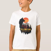 Yellowstone National Park, Wolf Sinaasappel Sunset T-shirt (Voorkant)
