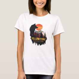 Yellowstone National Park, Wolf Sinaasappel Sunset T-shirt