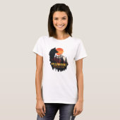 Yellowstone National Park, Wolf Sinaasappel Sunset T-shirt (Voorkant volledig)