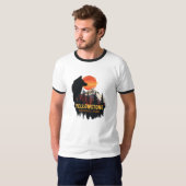 Yellowstone National Park, Wolf Sinaasappel Sunset T-shirt (Voorkant volledig)